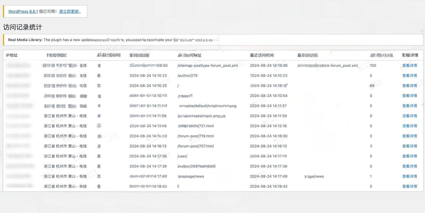 Wordpress网站访问记录插件