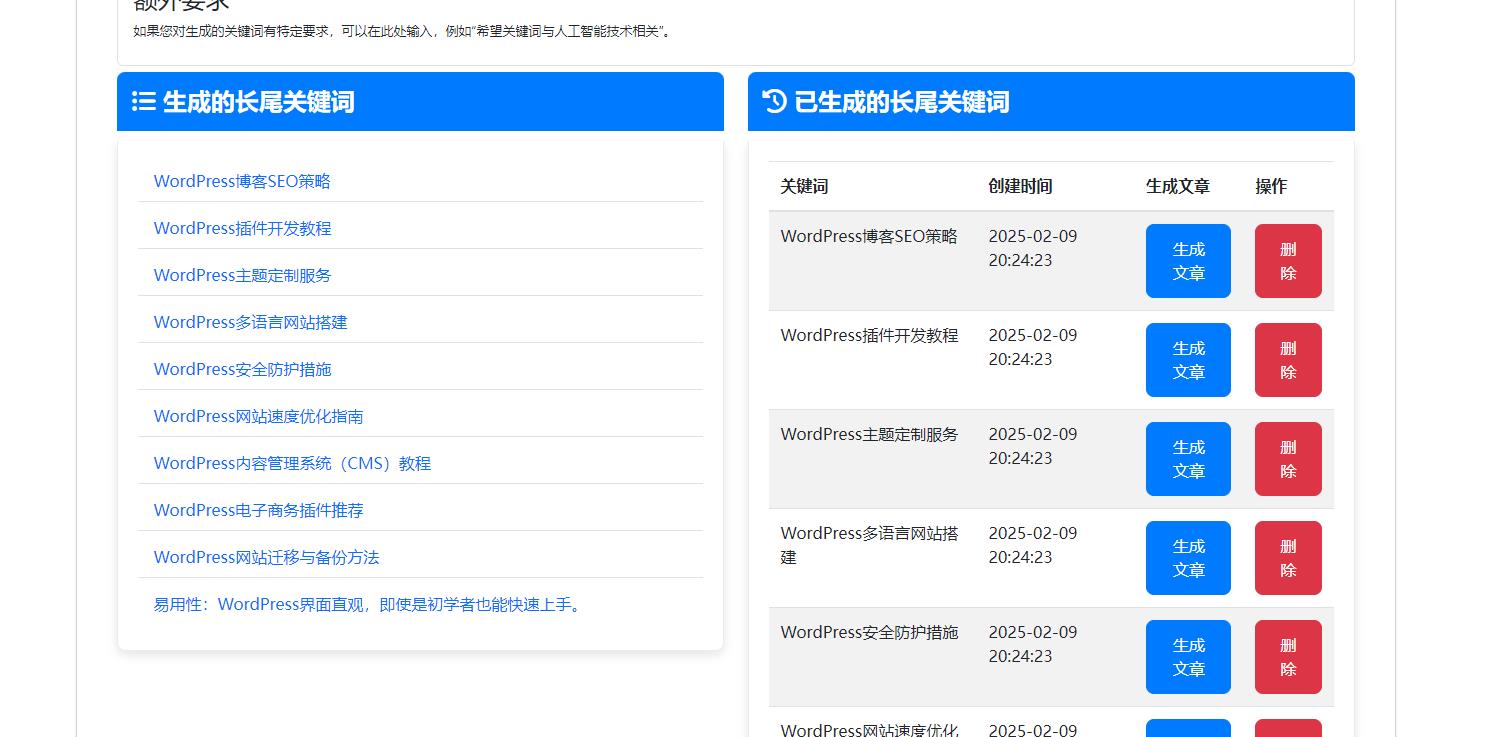 wordpress插件： AI自动写文生成图片、长尾关键词生成、批量采集、定时运行、seo优化