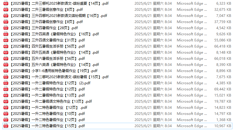 2025暑假小学特色作业资料包