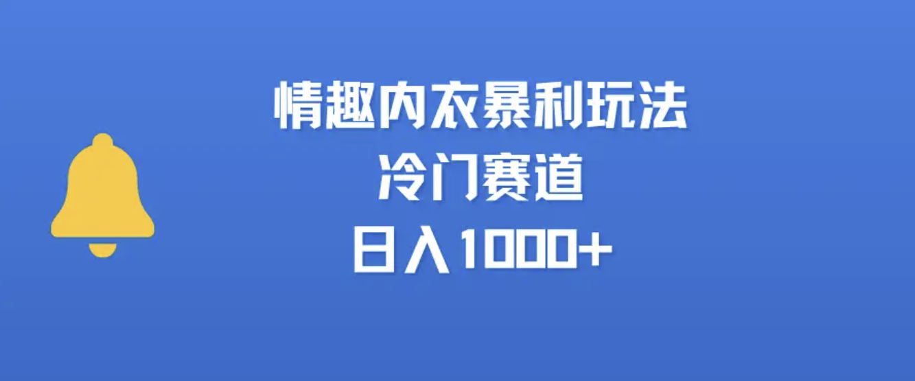 情趣内衣玩法，冷门赛道，日入1000+ 