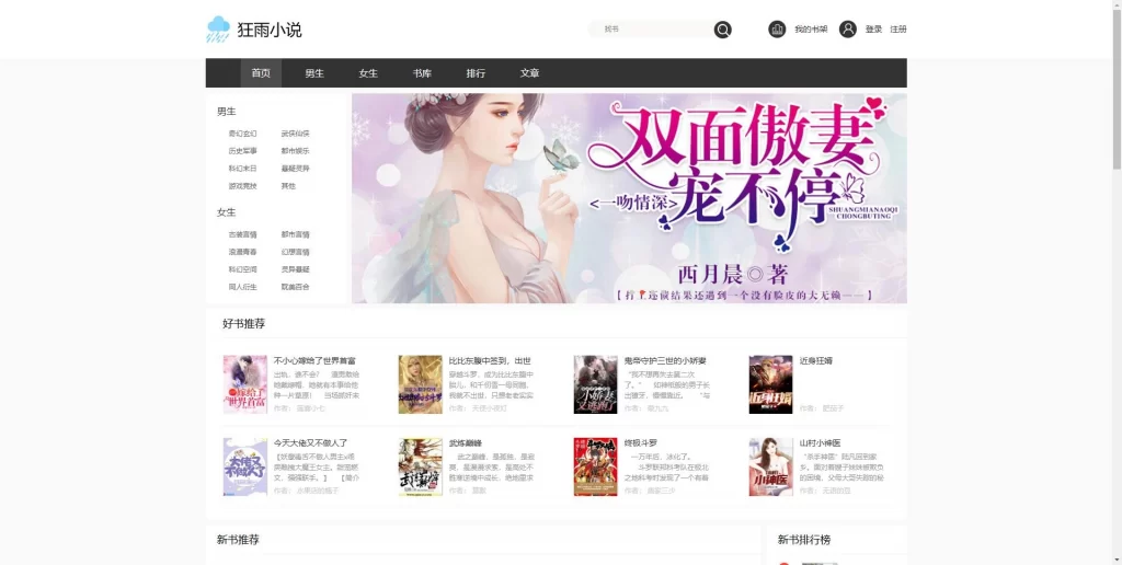 狂雨小说CMS内容管理系统v1.5.5 – PC+H5自适应网站