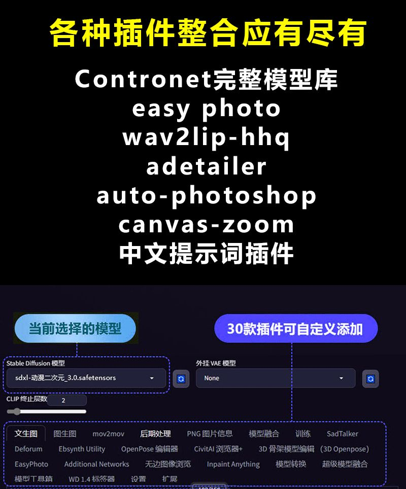 Stable diffusion中文版软件远程SD安装ai绘画视频教程模型插件
