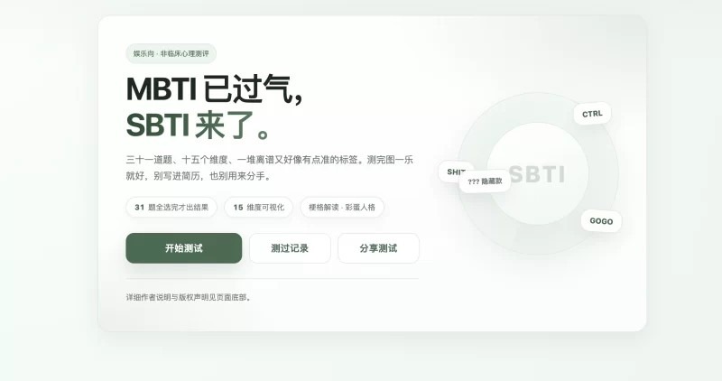 全网首发SBTI人格测试源码